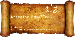 Kriegler Edvárd névjegykártya
